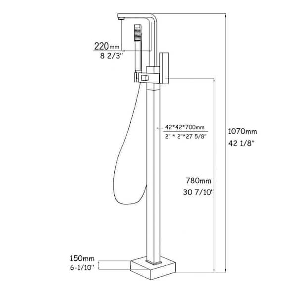 Single-Handle Freestanding Bathtub Faucet with Hand Shower Floor Mount in Matte Black