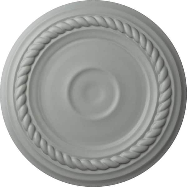 Ekena Millwork 7-7/8" x 3/4" Small Alexandria Urethane Ceiling Medallion (Fits Canopies upto 4-5/8"), Primed White