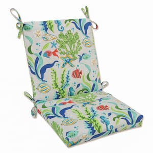 Tropical Outdoor/Indoor 18 in. W x 3 in. H Deep Seat, 1 Piece Chair Cushion and Square Corners in Blue/Green Coral Bay