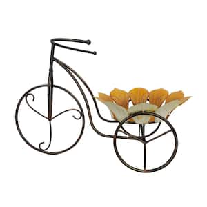 12 in. Sunflower Tricycle Iron Plant Stand Decor, Multi-Color