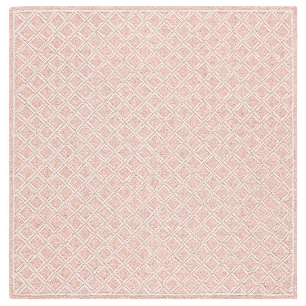 SAFAVIEH Genre 6 ft. x 6 ft. Pink/Ivory Diamond Geometric Square Area ...