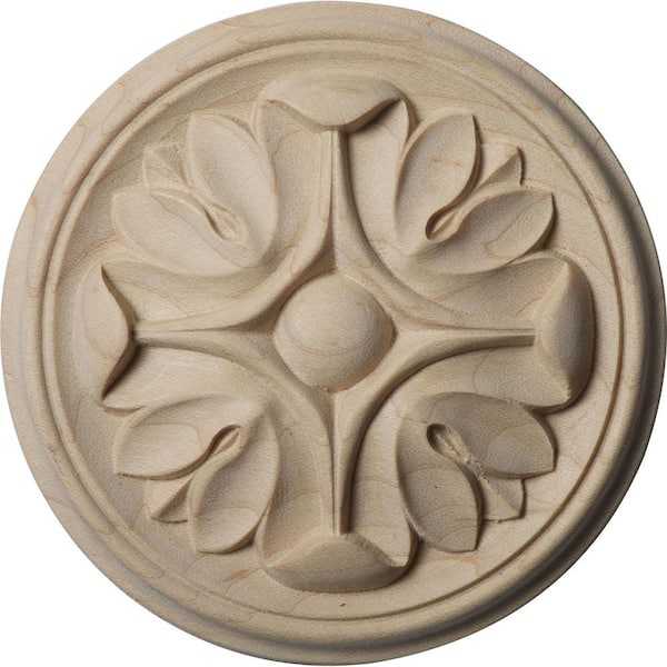 Ekena Millwork 1/2 in. x 3-1/2 in. x 3-1/2 in. Unfinished Wood Cherry Raymond Rosette
