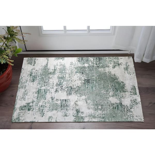 Green 2 x 3 ft. Tufted Abstract Rectangle Indoor Area Rug