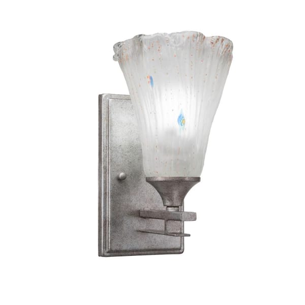 Unbranded Ontario 5.5 in. 1 Light Wall Sconce Aged Silver 5.5 in. Fluted Frosted Crystal Glass Shade