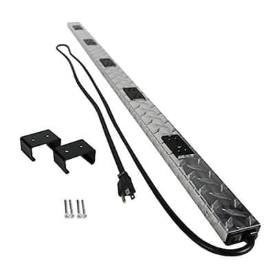 Wiremold Plugmold Tough 4 ft. 10-Outlet Power Strip with Circuit Breaker, Diamond Plate