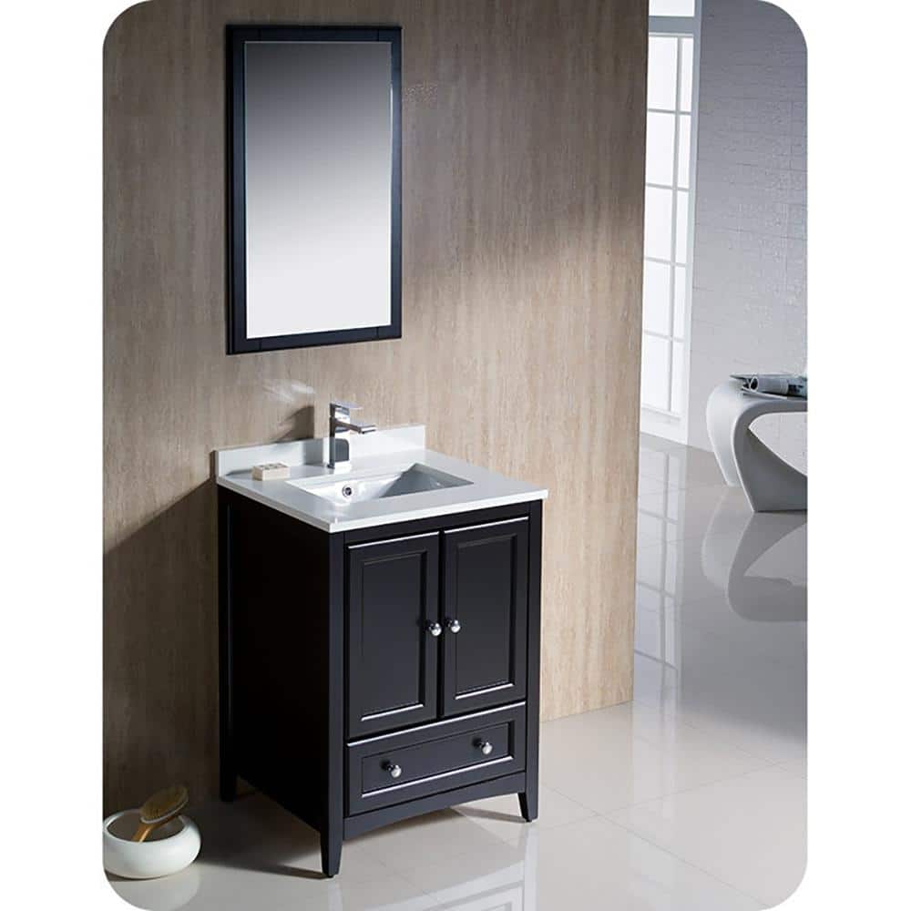 Espresso 24" Freestanding Single Sink Vanity with Quartz Top