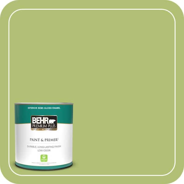 BEHR PREMIUM PLUS 1 qt. Home Decorators Collection #HDC-SM14-5 Lavish Lime Semi-Gloss Enamel Low Odor Interior Paint & Primer