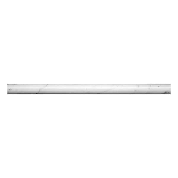 Apollo Tile Grandis 0.6 in. x 12 in. White Marble Polished Pencil Liner Tile Trim (0.5 sq. ft./case) (10-pack)
