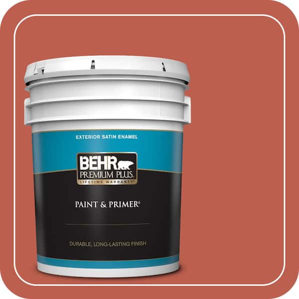 BEHR PREMIUM PLUS 5 gal. #200D-6 Mexican Chile Satin Enamel Exterior Paint & Primer