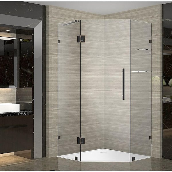 Aston Neoscape GS 34 in. x 34 in. x 72 in. Frameless Neo-Angle Shower Enclosure with Shelves in Oil Rubbed Bronze