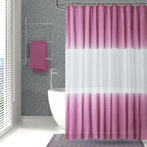 Dainty Home Mist 70 in. x 72 in. Liner Burgundy 3D Eco-Friendly Shower Curtain