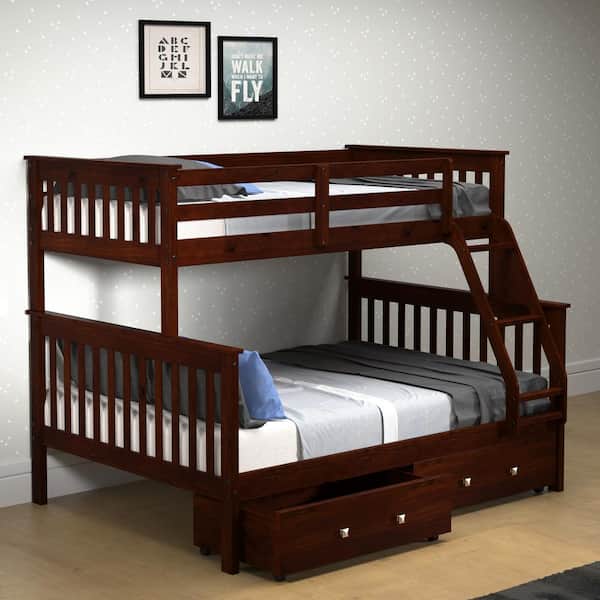 Donco Kids Dark Cappuccino Brown Pine, Mission Twin Bed With Storage