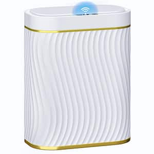 Water-Resistant Automatic Touchless Lid 2.6 Gallon White Indoor Recycling Bin