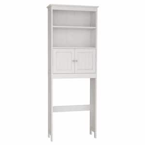 9.06 in. W x 69.69 in. H x 24.8 in. D White Over The Toilet Storage with 2-Tier