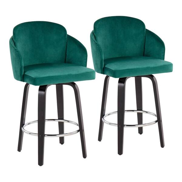 Green velvet counter online height chairs