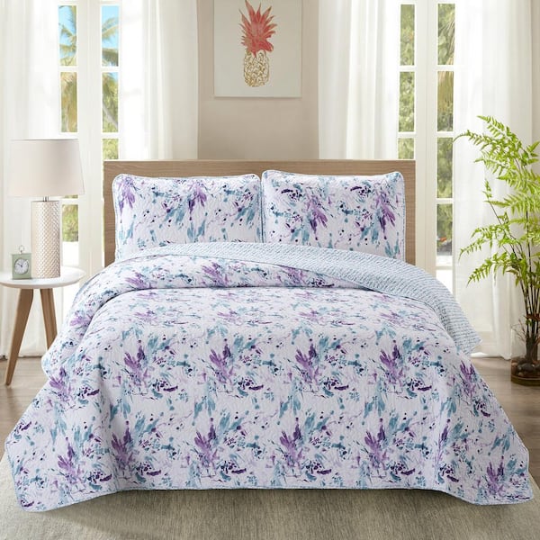 Harper Lane Nikki 3-piece White Microfiber Full/Queen Quilt Set