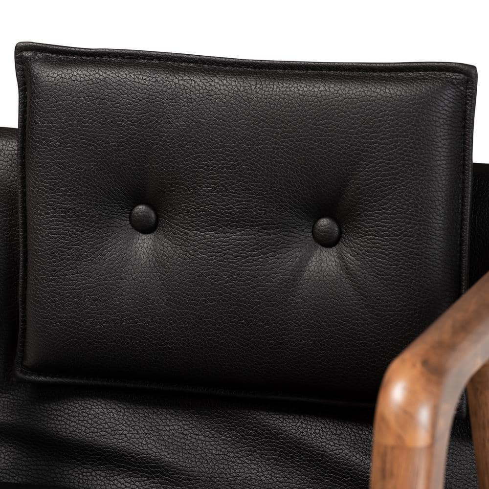 Elegant Mid-Century Modern Walnut Brown Wood & Cane Arm Chair