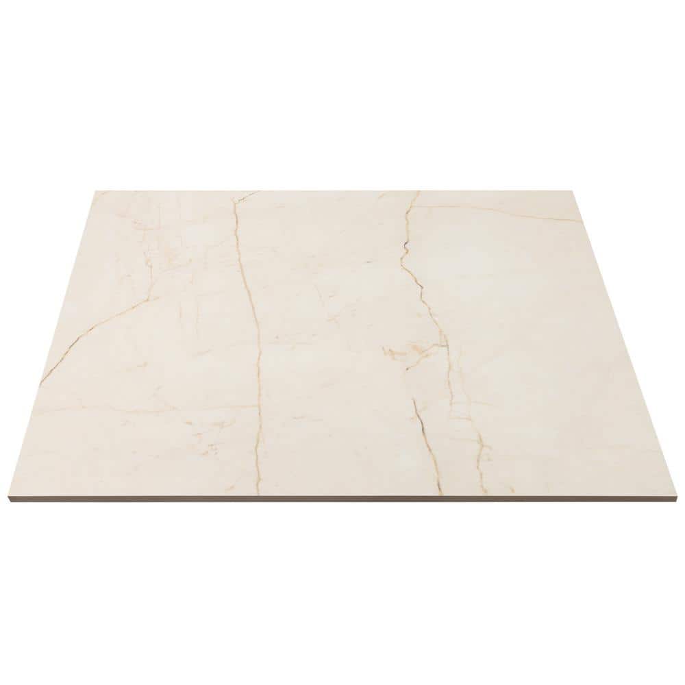 Grace 24" x 24" Polished Beige Porcelain Marble Look Tile