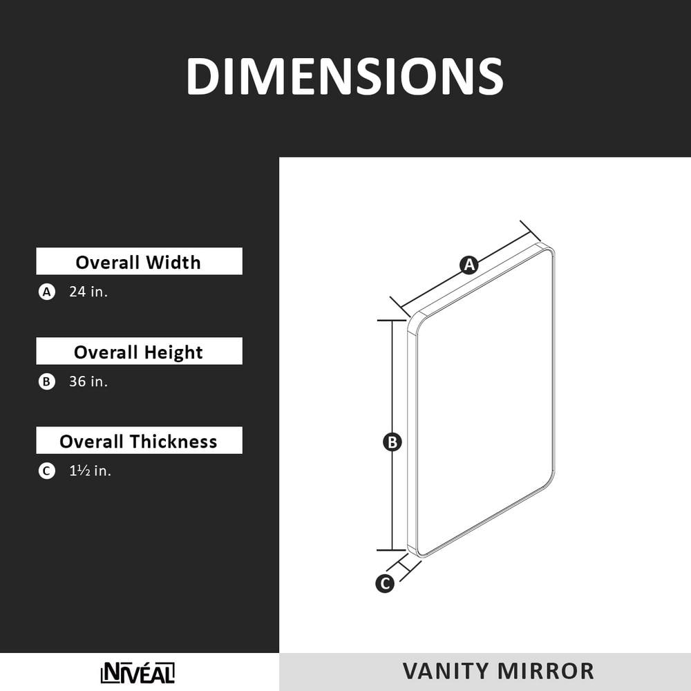 Niveal 24'' x 36'' Silver and Gold Rectangular Bathroom Mirror