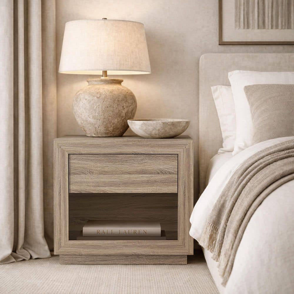 Soren Contemporary Natural Oak 1-Drawer 26 in. W Nightstand price history on PriceWatchPro