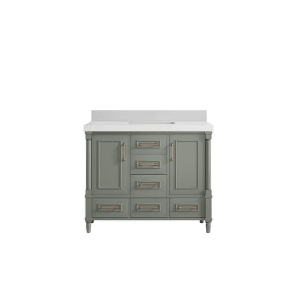 Willow Collections Hudson 42 in. W x 22 in. D x 36 in. H Single Sink Bath Vanity in Evergreen with 2 in. Carrara Qt. Top