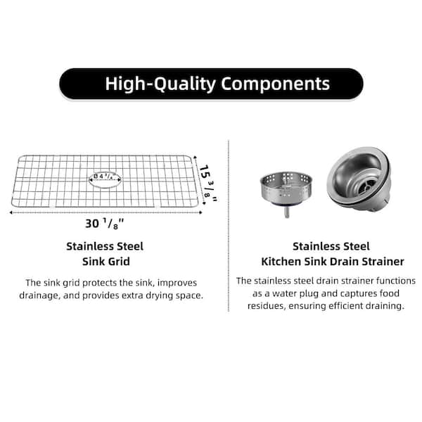 33 in. Farmhouse Kitchen Sink, Fireclay Wide Single Bowl Apron Front Sink Fits For 36 in. Cabinet, With Sink Accessories