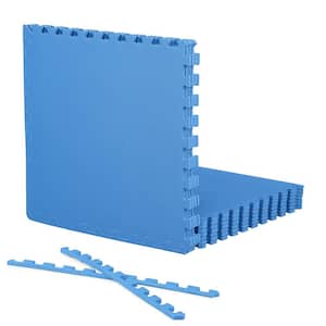 Blue 24 in. W x 24 in. L x 0.5 in. Thick EVA Foam T-Pattern Gym Flooring Tiles (12 Tiles/Pack) (48 sq. ft.)