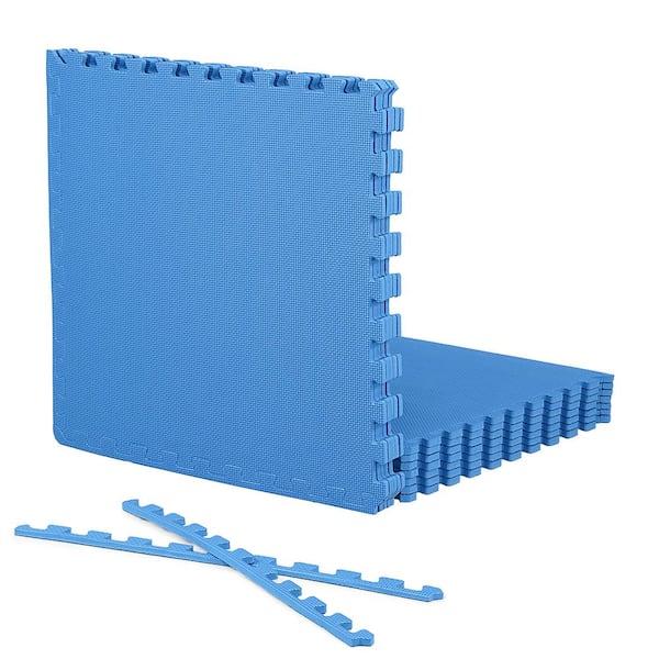 CAP Blue 24 in. W x 24 in. L x 0.5 in. Thick EVA Foam T-Pattern Gym Flooring Tiles (12 Tiles/Pack) (48 sq. ft.)