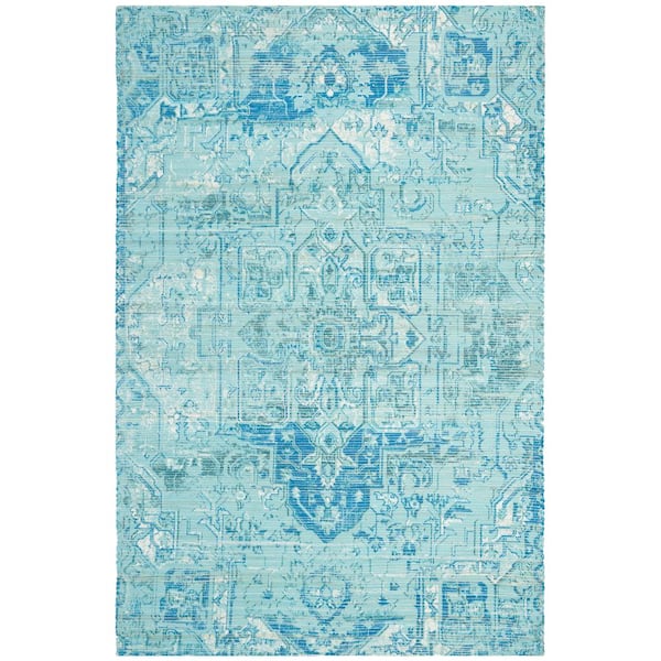 SAFAVIEH Saffron Aqua/Blue 5 ft. x 8 ft. Medallion Area Rug