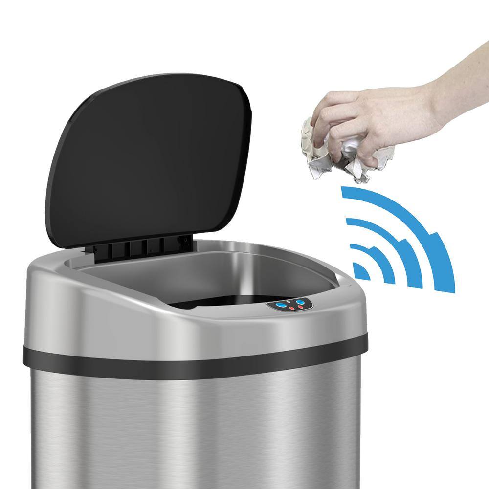 13 Gallon Stainless Steel Touchless Sensor Kitchen Trash Can with AC Adapter
