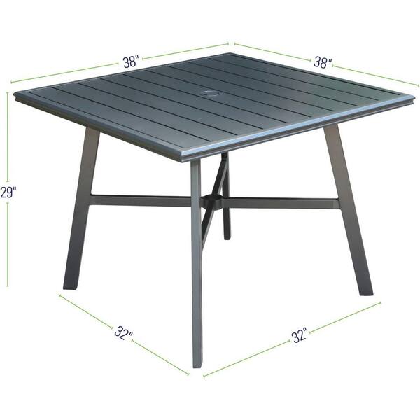 square aluminum outdoor dining table