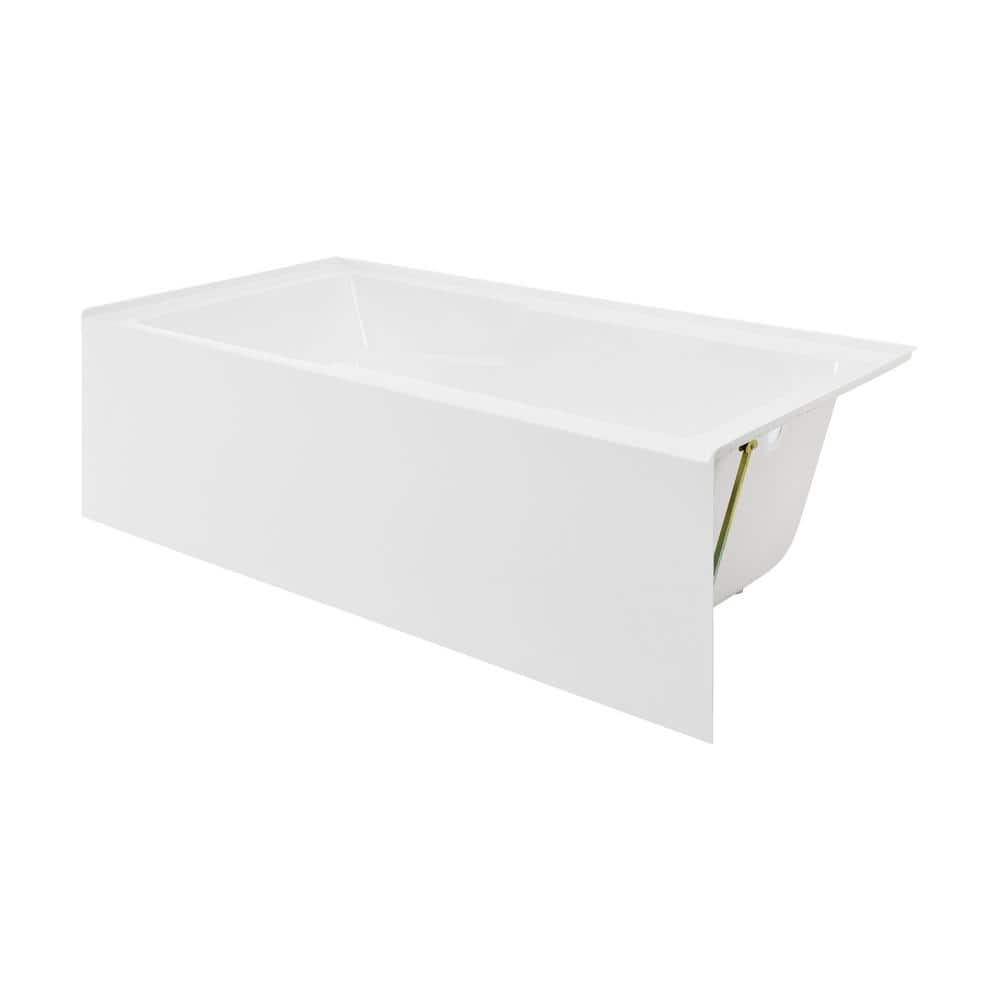 Voltaire 72" White Acrylic Alcove Bathtub with Apron and Armrest