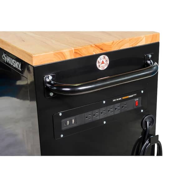 Husky 84 in. W x 18 in. D 9-Drawer Mobile Workbench with Husky 84 in. W x 18 in. D 9-Drawer Mobile Workbench with