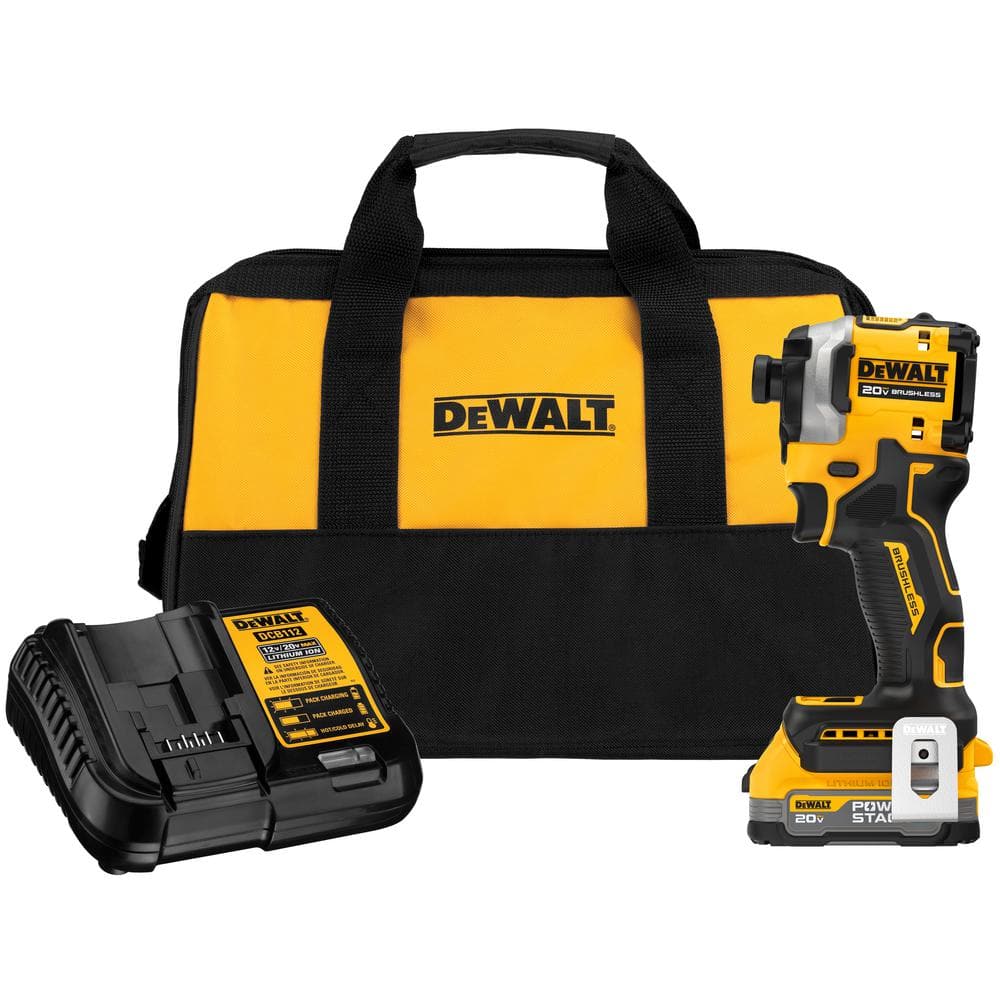 DEWALT ATOMIC 20-Volt Maximum Lithium-Ion Cordless Brushless Compact 1/4 in. Impact Driver Kit with 1.7 Ah Battery and Charger -  DCF850E1