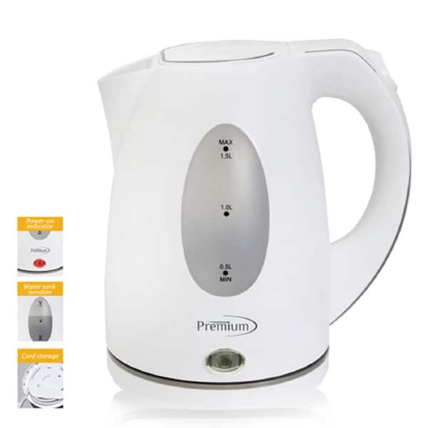 Elite White 5-Cup Corded Electric Kettle in the Water Boilers & Kettles  department at