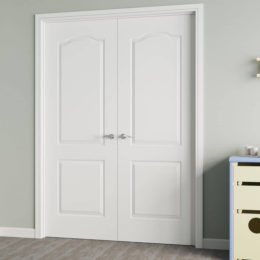ARK DESIGN 56 in. x 80 in. Universal 2-Panel Round Top Painted Solid ...