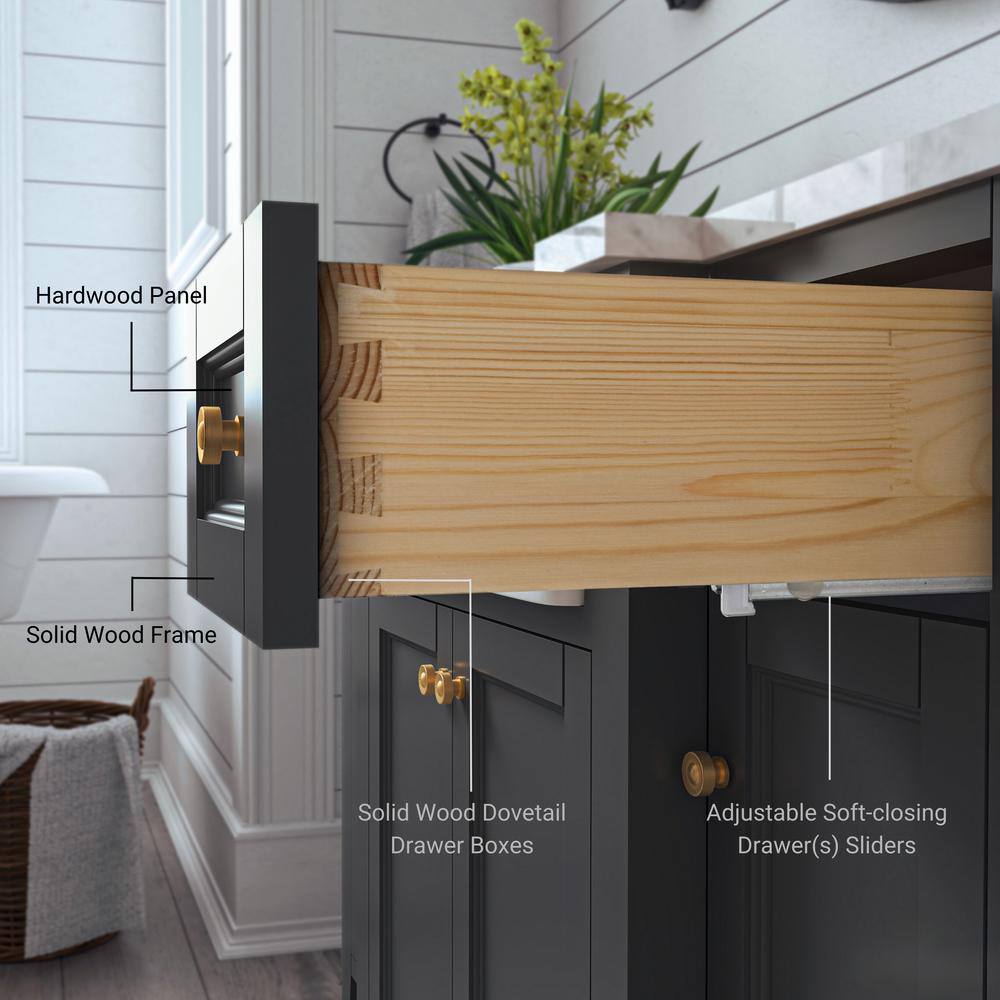 Adeline 48'' Gray Vanity with Marble Top and Gold Hardware