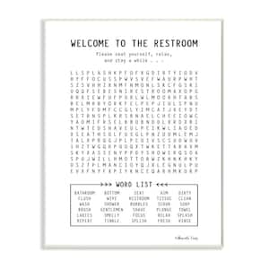 10 in. x 15 in. "Black and White Restroom Crossword Puzzle Sign Wall Plaque Art" by Shawnda Craig