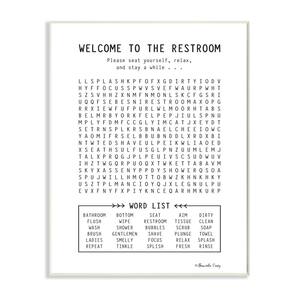 10 in. x 15 in. "Black and White Restroom Crossword Puzzle Sign Wall Plaque Art" by Shawnda Craig