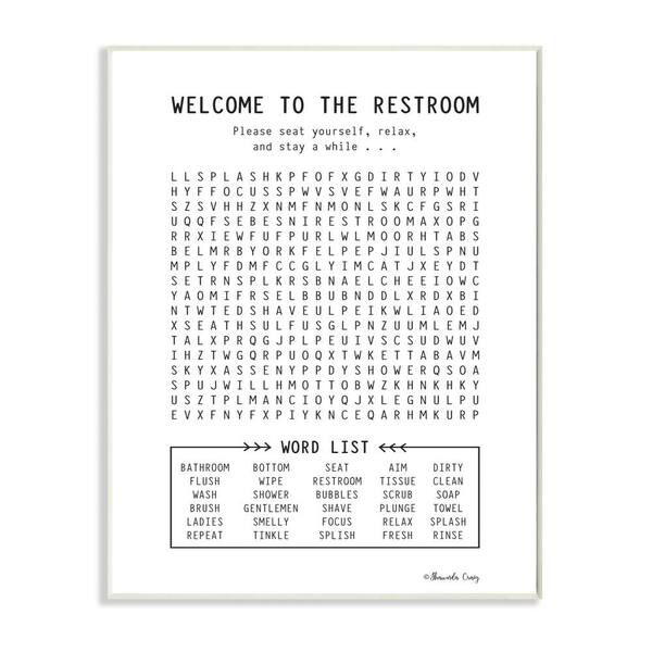 The Stupell Home Decor Collection 12 In X 18 Black And White Restroom Crossword Puzzle Sign Wall Plaque Art By Shawnda Craig Wrp 1249 Wd 12x18 Depot - Blue Wall Decorations Crossword