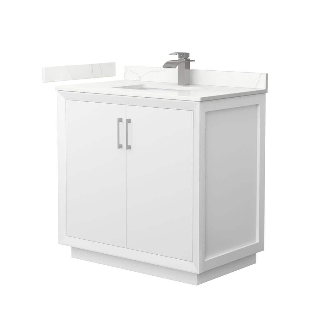 Strada 36 in. W x 22 in. D x 35 in. H Single Bath Vanity in White with Giotto Quartz Top price history on PriceWatchPro