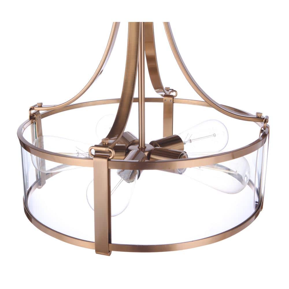 Elliot Satin Brass 5-Light Clear Glass Drum Pendant