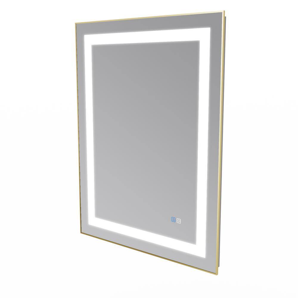 ESDIY 28 in. W x 36 in. H Rectangular Gold Framed AntiFog LED Wall Mounted Bathroom Vanity