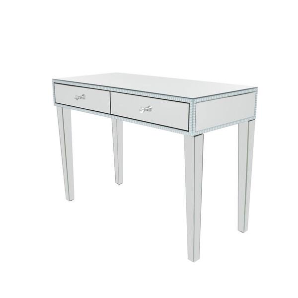 Silver Mdf Glam Console Table, Sophie Mirrored Console Table