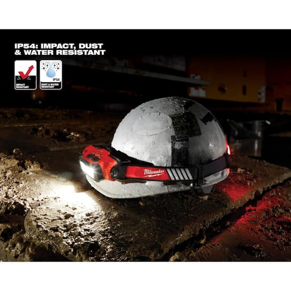 600 Lumens LED REDLITHIUM USB 360-Degree Visibility Hard Hat Headlamp with GRIDIRON Black Adjustable Fit Trucker Hat