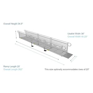 PATHWAY 3G 20 ft. Wheelchair Ramp Kit with Expanded Metal Surface and Vertical Picket Handrails
