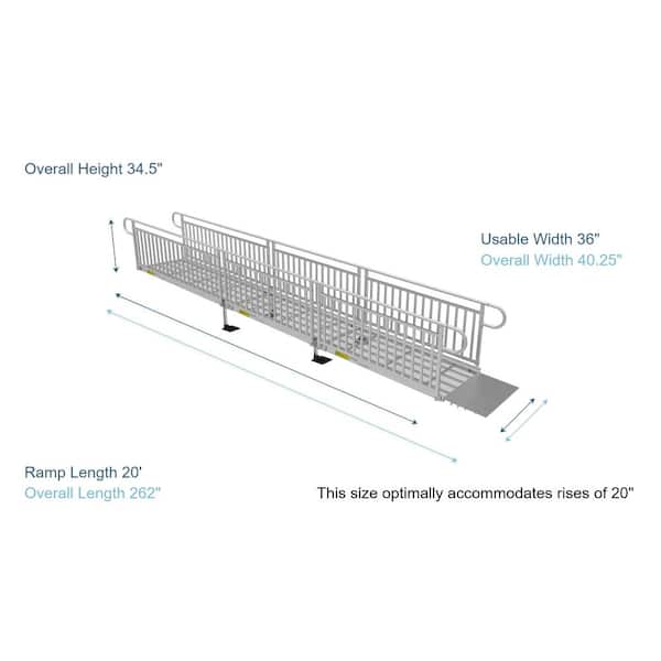 PATHWAY 3G 20 ft. Wheelchair Ramp Kit with Expanded Metal Surface and Vertical Picket Handrails