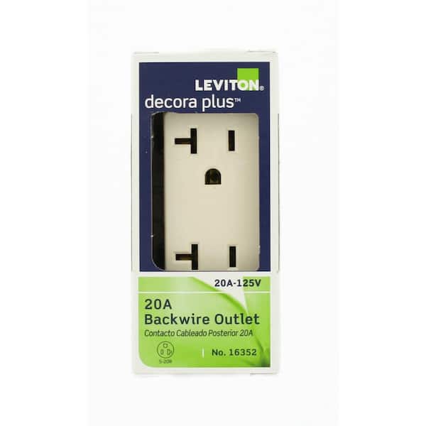 Decora Plus 20 Amp 125 V Industrial Grade Duplex Outlet/Receptacle, Light Almond (1-Pack) 16352-TS