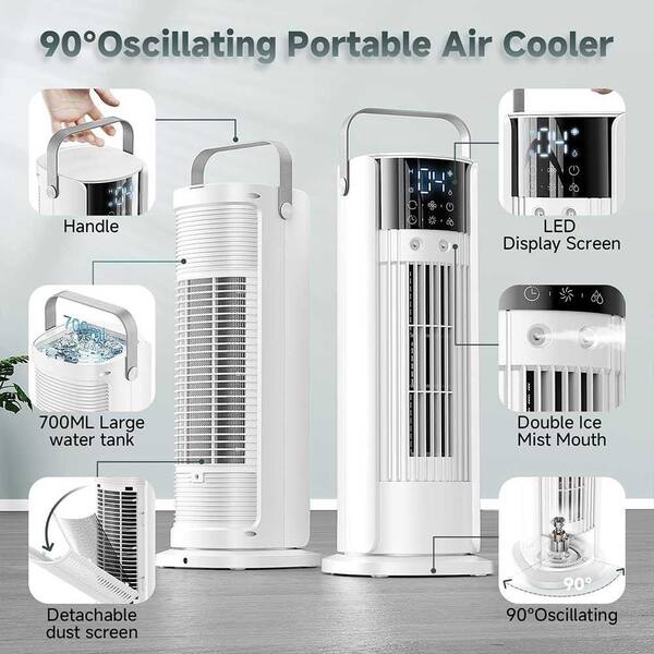 Adrinfly Portable Air Conditioner Cools with 4 Wind Speeds, 90