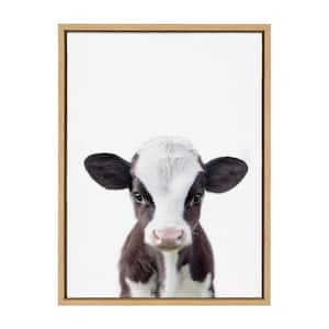 Sylvie "Baby Cow Portrait" by Amy Peterson Art Studio Framed Canvas Wall Art 18 in. x 24 in.